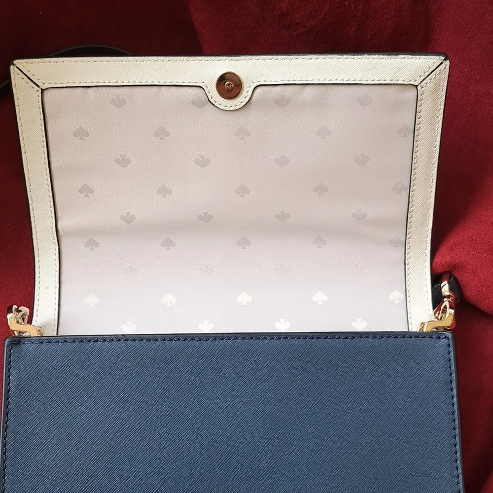NEW Kate Spade Cameron Lavender /Navy and White Bag /Crossbody EC - Picture 11 of 16